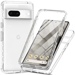 Clear Full Body Rugged Protective Phone Case with Built-in Screen Protector for Pixel 7A (Clear)