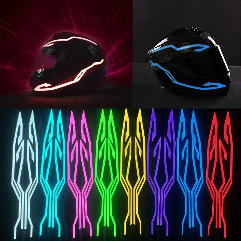 Motorcycle Bike NEW Waterproof LED Cold Light 4-in-1Helmet Strip EL Sticker Warning Lights Motorcycle Night Riding Accessories