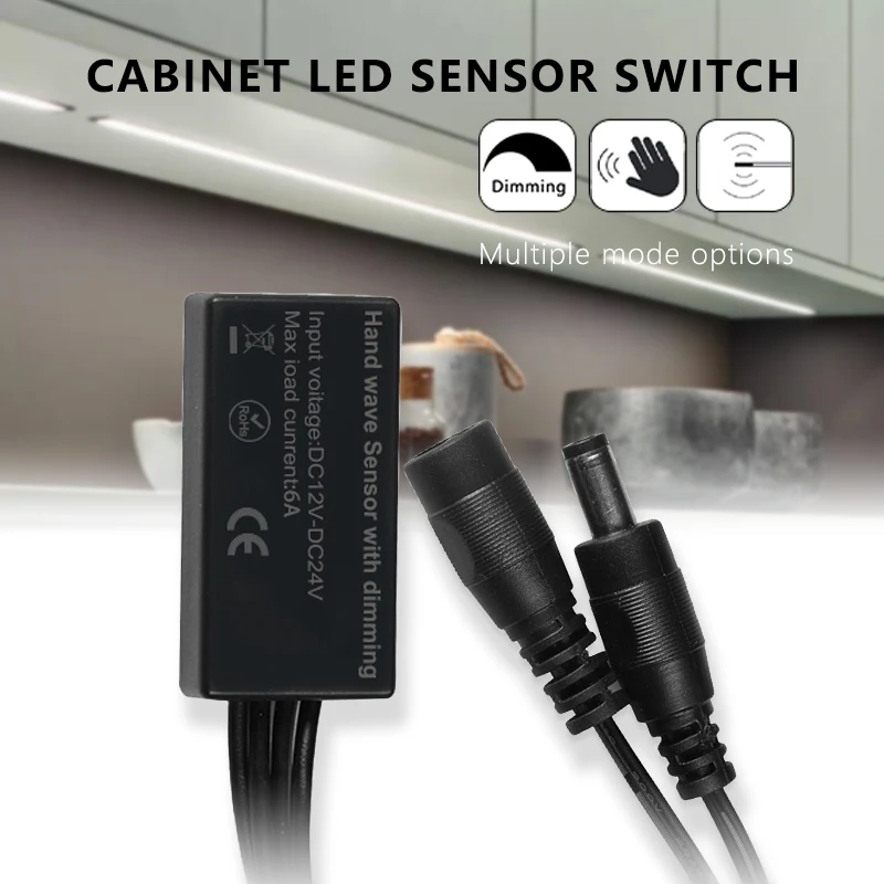 LED 센서 스위치, 핸드 웨이브 ON/OFF 도어 제어, 캐비닛 단색 LED COB 라이트 스트립용 DC 5.5x2.1mm 포트, 6A 1CH, 12V, 24V