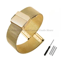 Ultra - Thin Stainless Steel Milanese Mesh Watchband Bracelet - High - Quality Universal Fit - 21mm (Gold)