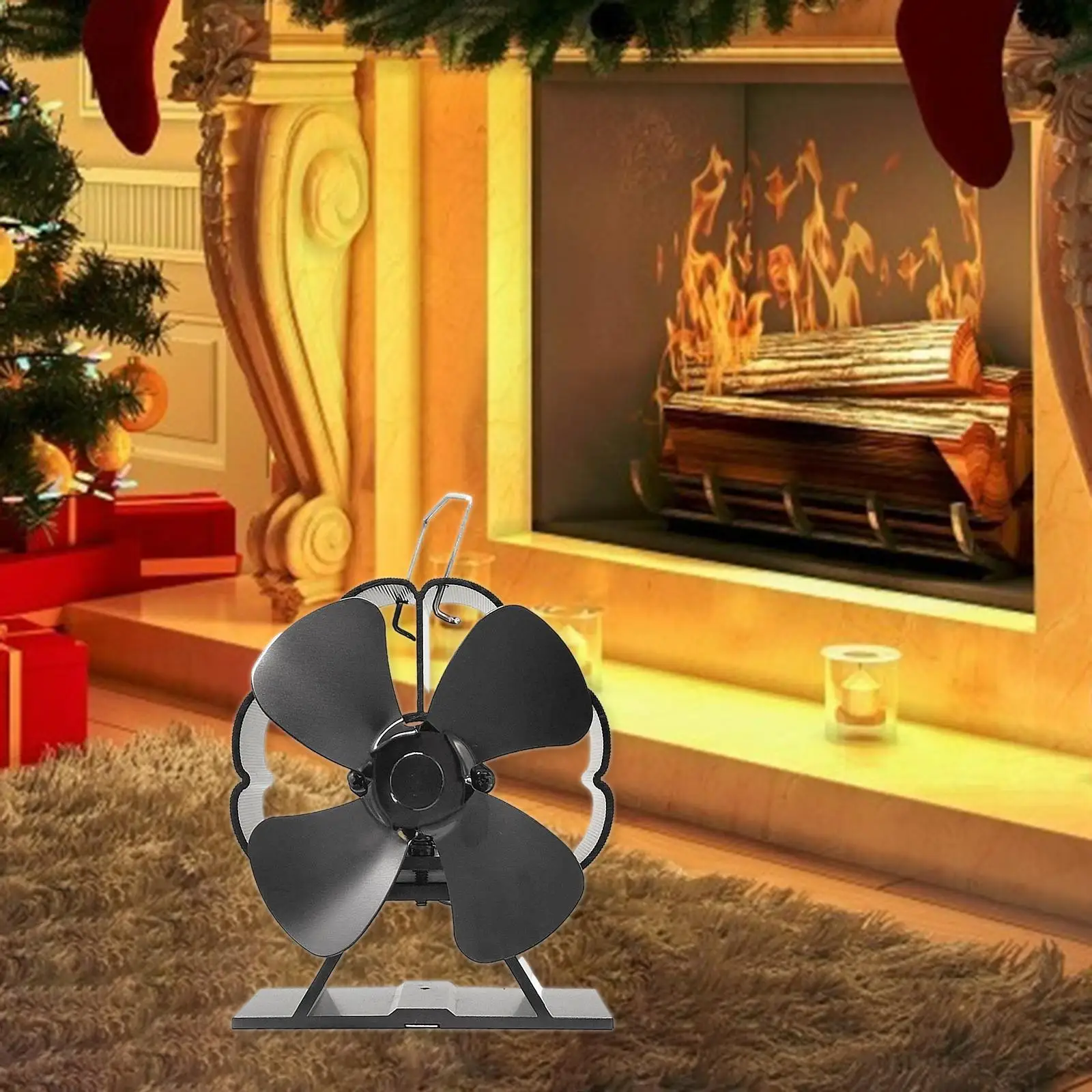 

Heat Powered Mini Stove Fan Fireplace Top Efficiency Circulating Warm