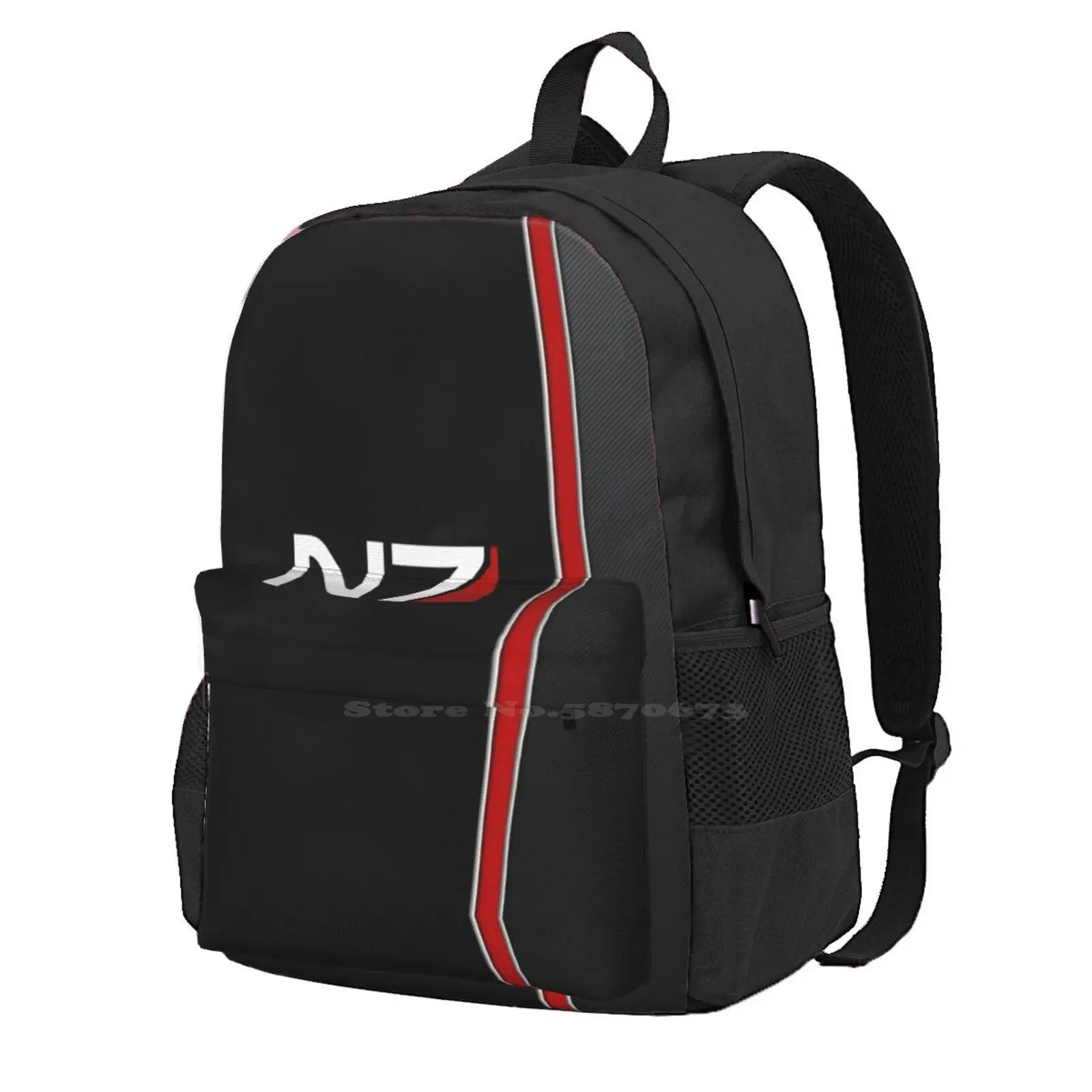 

N7 Mass Effect Emblem! Backpack For Student School Laptop Travel Bag N7 Masseffect Commandershepard Femaleshep Bioware Eagames