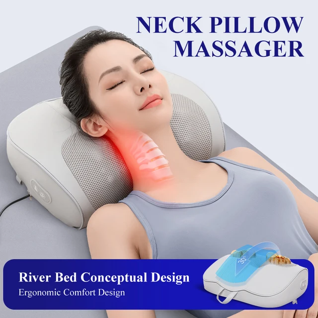 Jinkairui neck back massager with heat electric shiatsu massage pillow deep kneading shoulder gifts for full