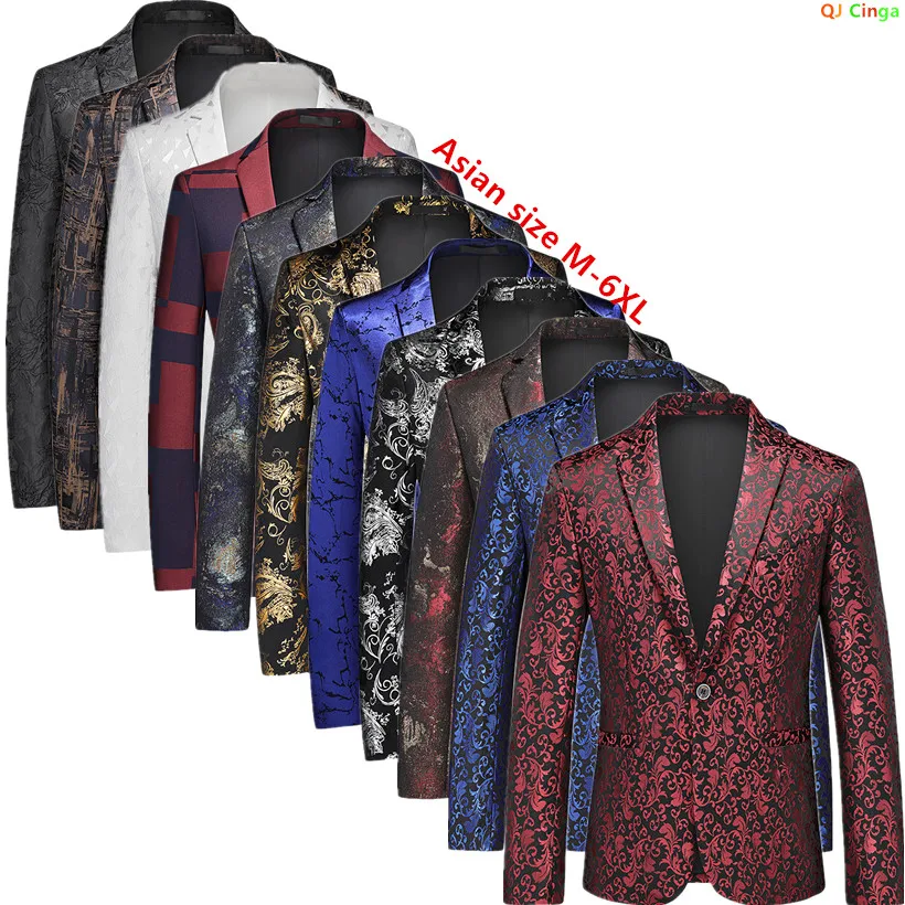 Spring Men's Single-breasted V-neck Blazer Asian Fit Wedding Party Dress Coat Jacket M-6XL s