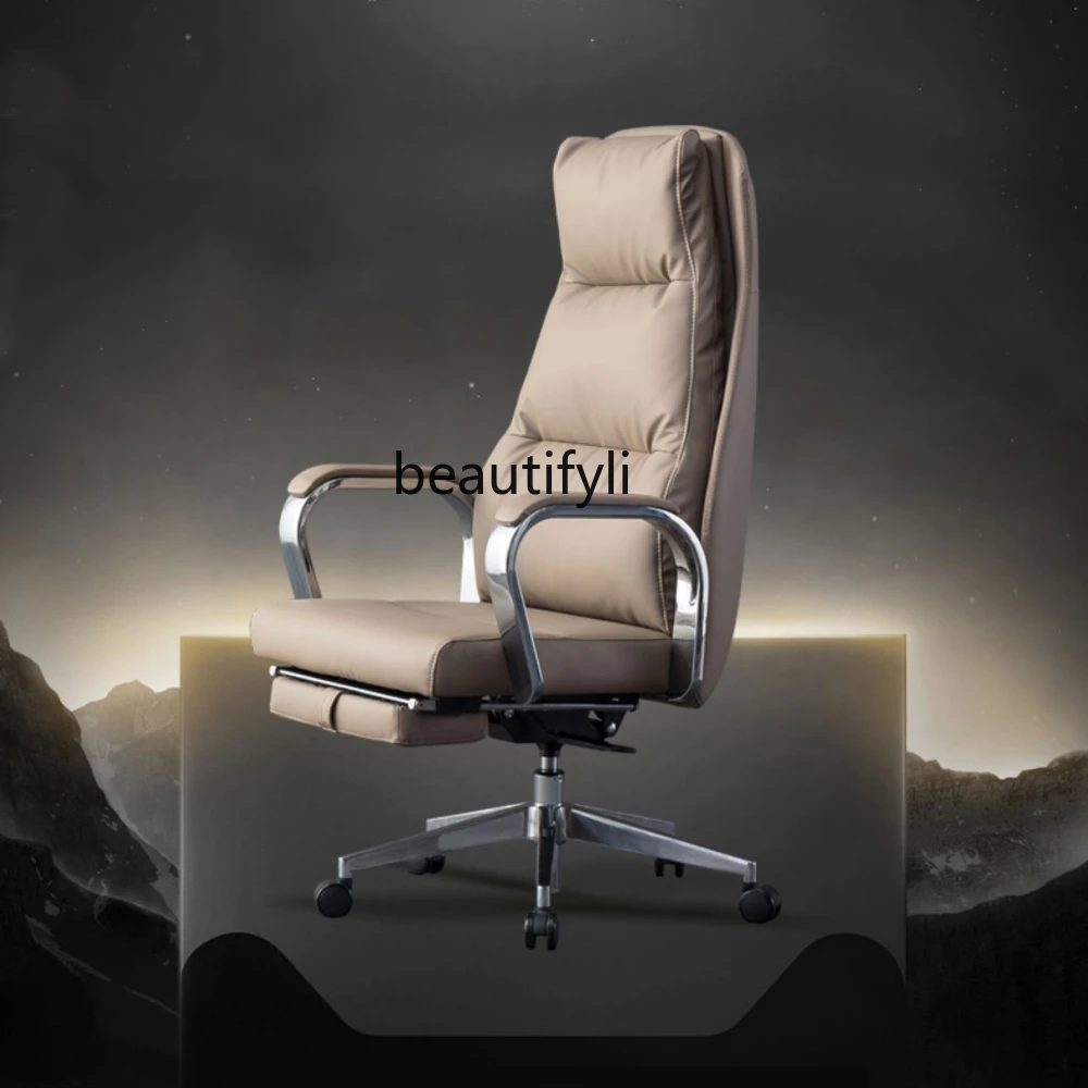 

Executive Chair Genuine Leather Office Chair Reclinable Computer Chair High Backrest Desk Chair
