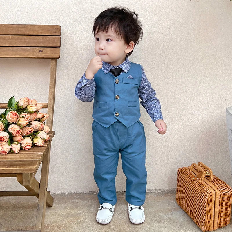 Boys' Vest Three Piece Set One Year Old Boys' Suit Handsome Spring and ...