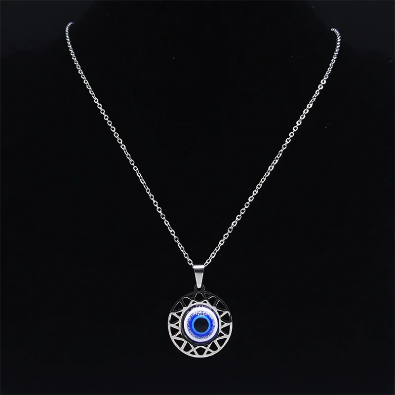 Collana Girocollo In Velluto Nero Con Ciondolo Occhio Di Fatima Blu, Gioielli Retrò Per Donna