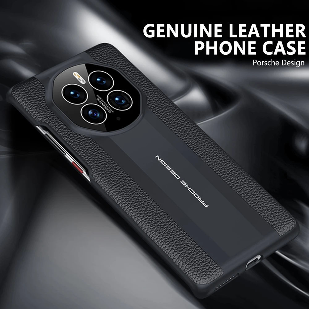 Genuine Leather Phone Case For Huawei Mate 50 Pro Cowhide Crocodile texture Cover For Mate 50E Luxury plating Square Capa