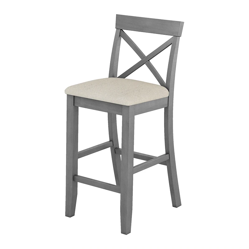 TOPMAX Farmhouse 48"Rectangular Wood Bar Height Dining Set Kitchen Breakfast Nook with 2 Chairs for Small Places,Gray WL