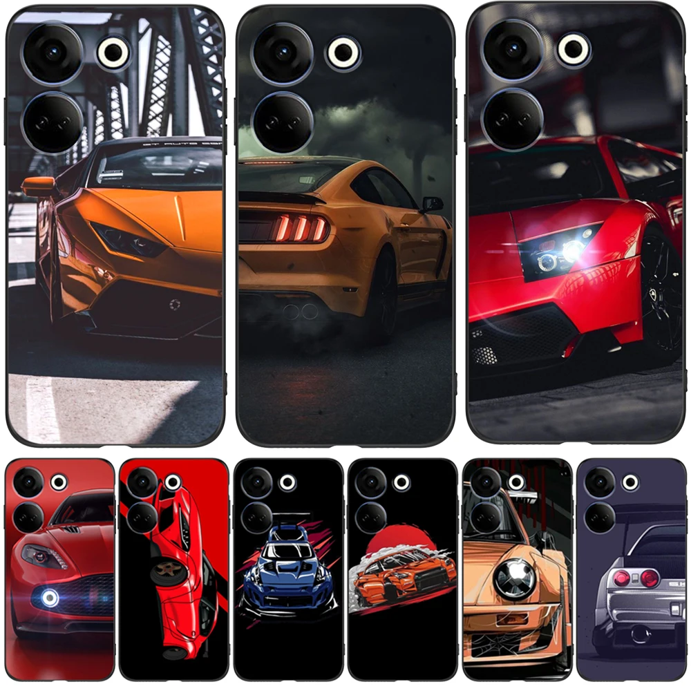 Custodia Per Tecno Camon 20 Pro 4G Cover Posteriore Per Telefono In Silicone Custodia In Tpu Nero Auto Sportiva Di Lusso