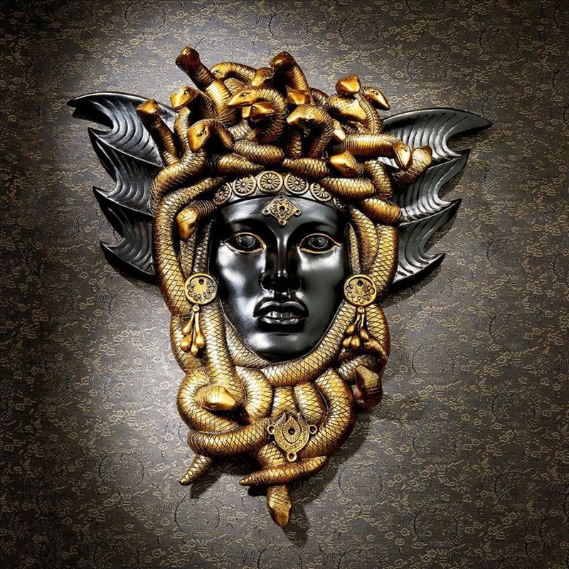

Medusa Resin Pendant Wall Decoration Accessory American Wall Sculpture In Living Room And Bedroom Room Statue Ornament