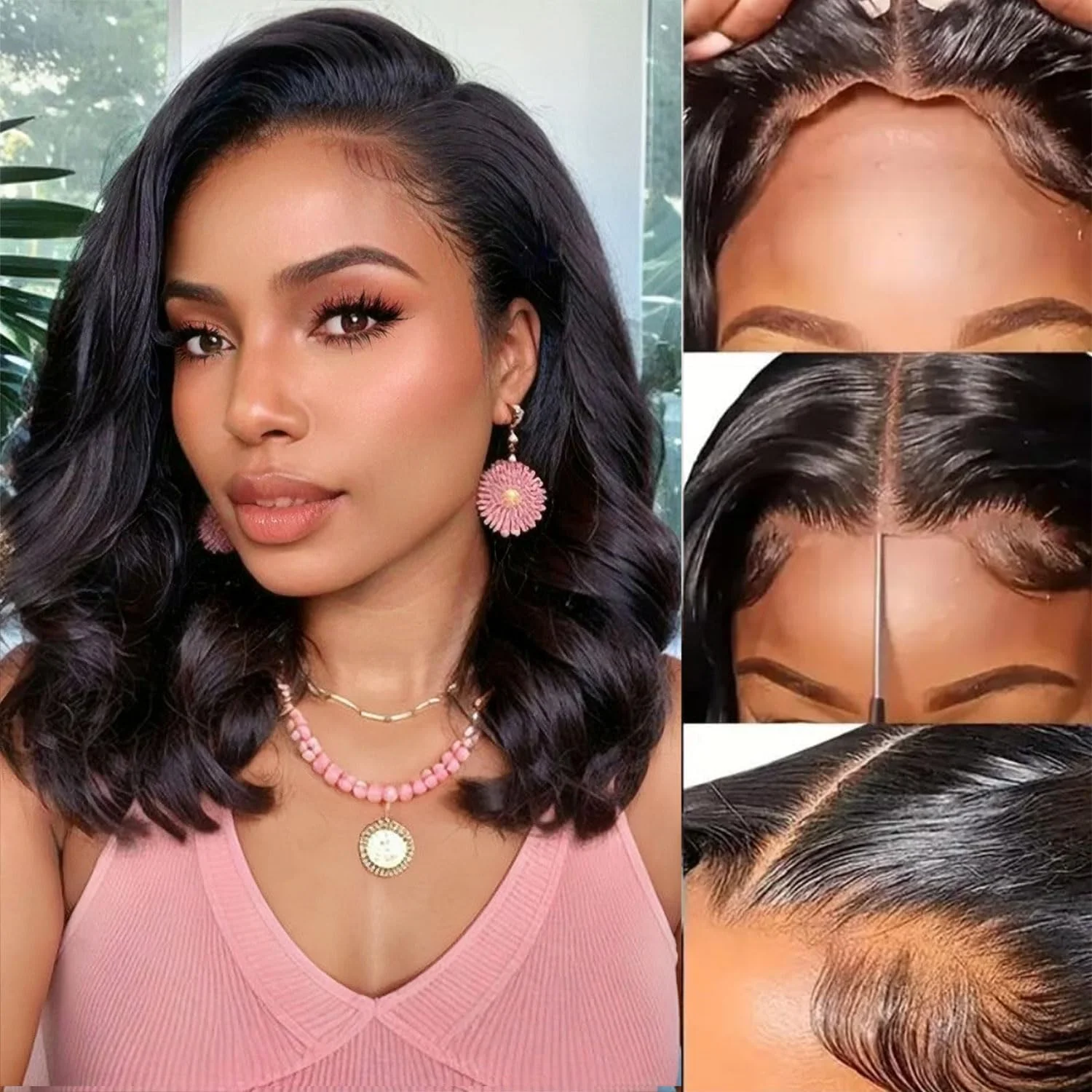 Glueless Bob Wig Short Body Wave Lace Front Human Hair Wig Pre Plucked Lace Frontal Wigs 7x5 6x4 4x4 Glueless Wigs Human Hair