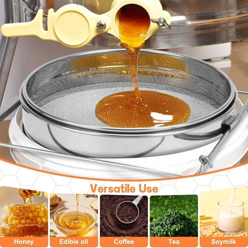 Double Layer Honey Filter Stainless Steel Ultra-fine Mesh Filter Belt with Adjustable Handle for Coarse  Fine Screen Collection