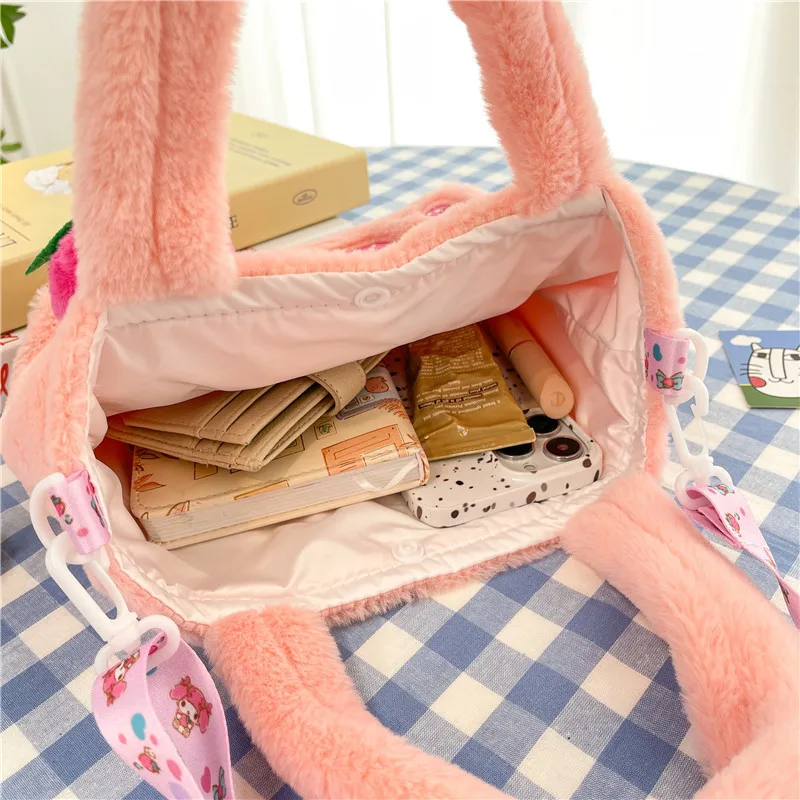 Ladies Handbag Sanrio Hello Kitty Plush Bag Kawaii Kuromi My Melody Cute Cartoon Anime Handbag Cinnamoroll Storage Tote Bags Women Girl Gifts