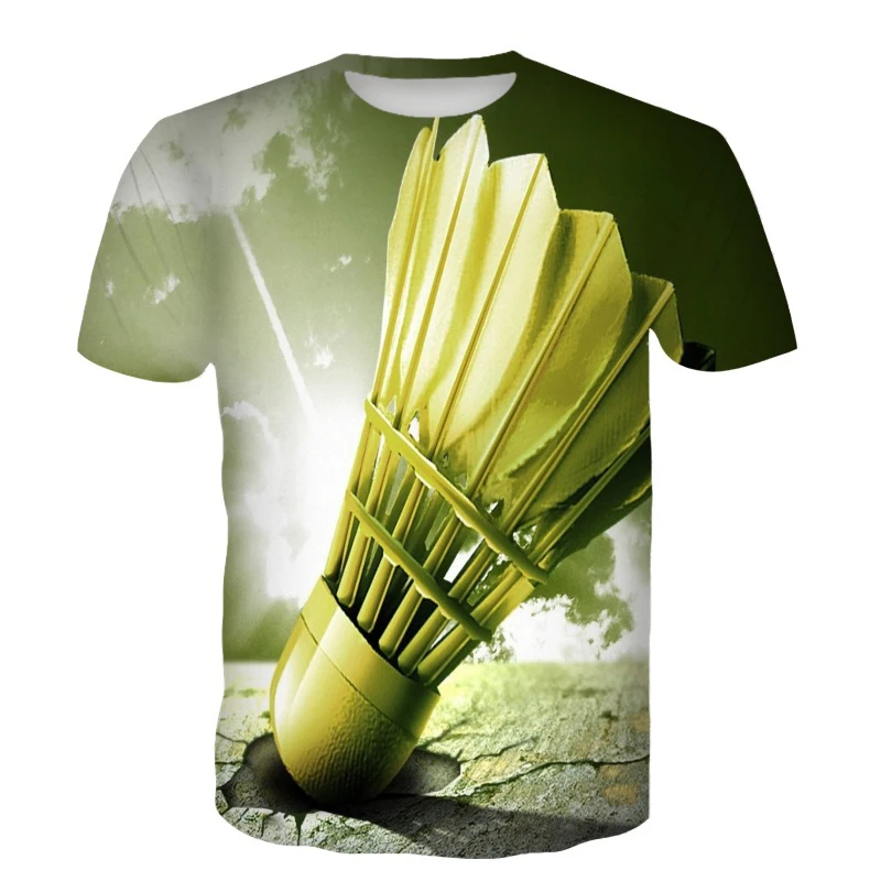 Summer Badminton T-Shirts Shuttlecock 3D Print Streetwear Men Women Casual Fashion Short Sleeve T Shirt Kids Tees Tops Clothing