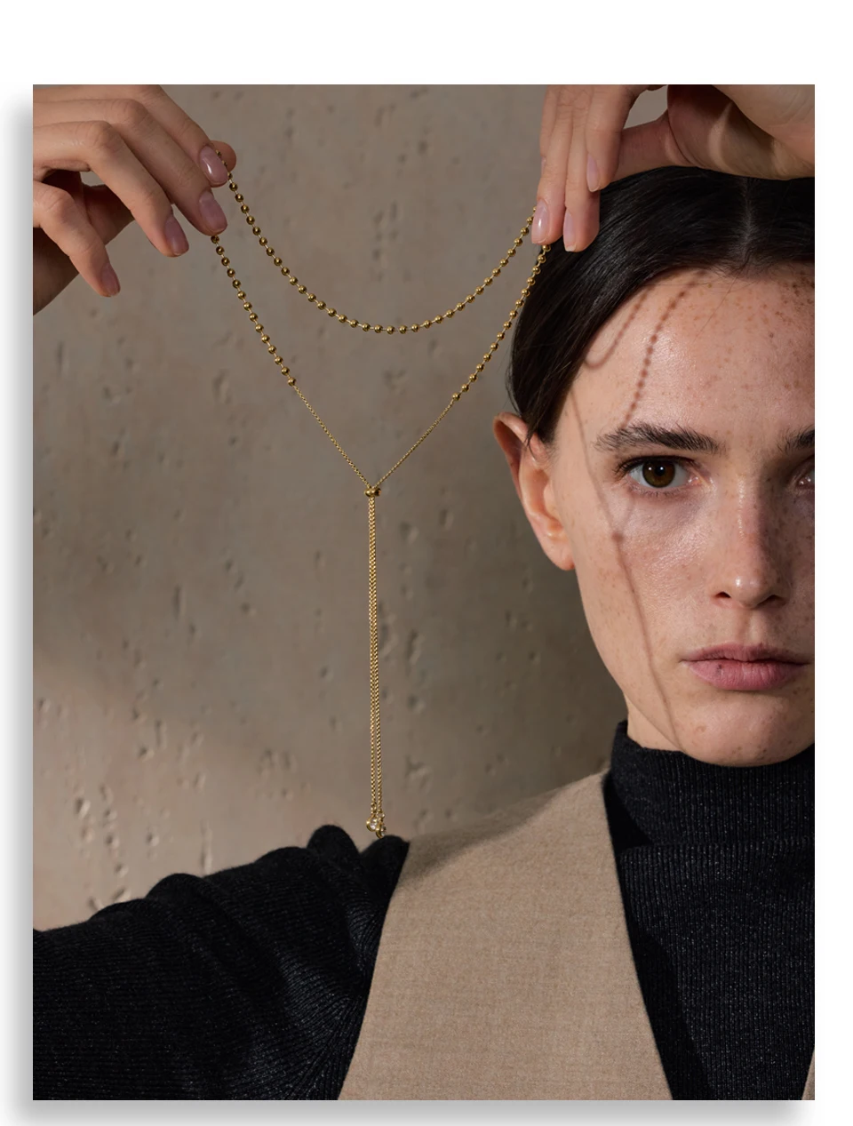 Stainless Steel Beads Chain Adjustable Necklace and Bracelet Bangle