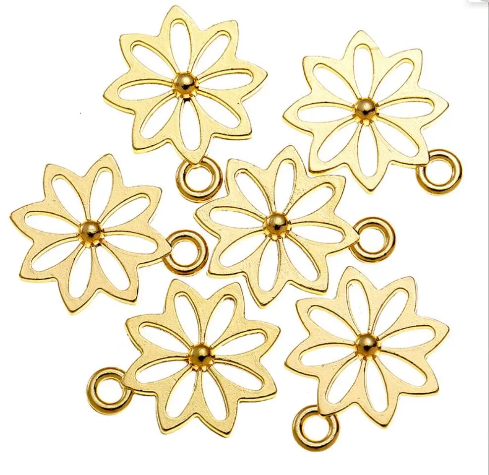 130pcs 18x15mm Flower Hollow Charm Pendants Antique Silver Color Hollow Carved Flower Charm Hollow Carved Flower Pendants F0137