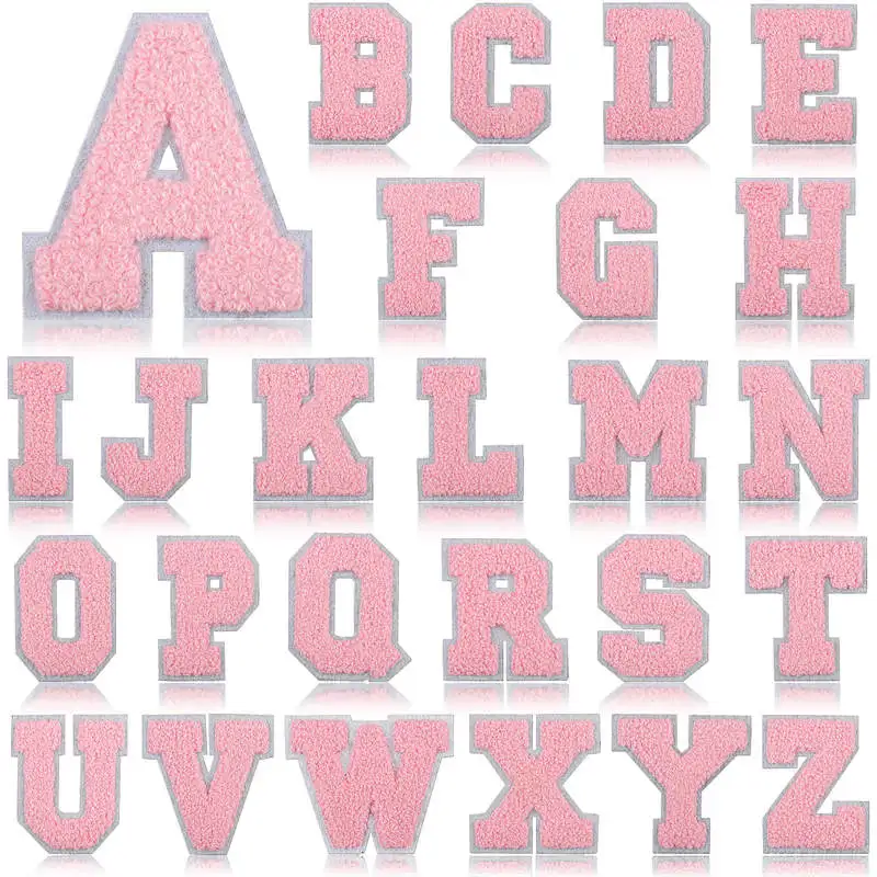 6Pcs Iron on Letters for Clothing Letter Patches Iron on Patches Varsity  Letter Patches Chenille Letter Patches Pink Iron on Letters for Backpacks