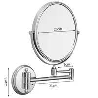 กระจกแต่งหน้าติดผนังขนาด 8 นิ้ว, กระจกแต่งหน้าในห้องน้ำ, กระจกแต่งหน้าแบบปรับได้สองด้านขยาย 3 เท่าสำหรับห้องน้ำ 5