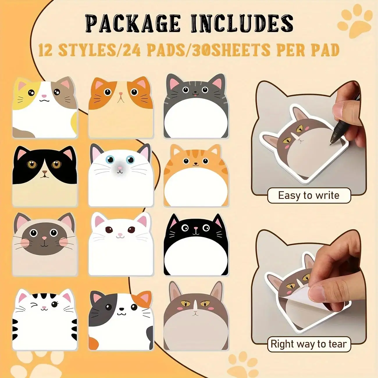 12pcs Sticky Notes Cute Cat, Creative Journal Convenience Stickers Suitable For Notebook And All Kinds Of Note Taking Occasions 4