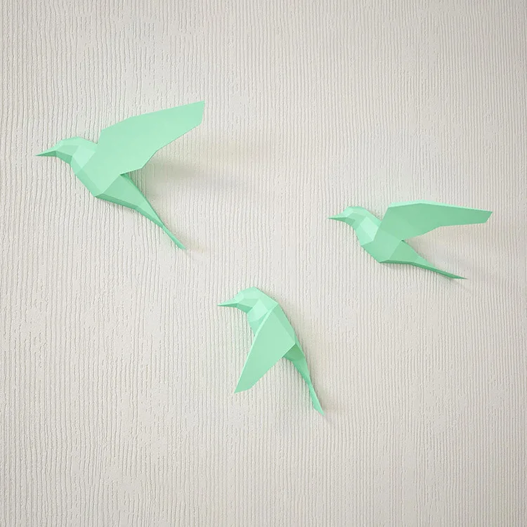 3D Paper Model Paper Jigsaw Puzzle Three Birds Geometric Paper Model Living Room Decoration Wall Hanging DIY