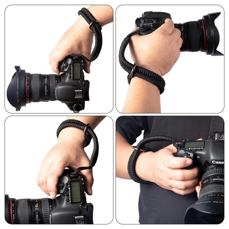 Rode universele camera polsband handgemaakte persoonlijkheid buiten overleven paracord armband gevlochten handgreep camera verrekijker