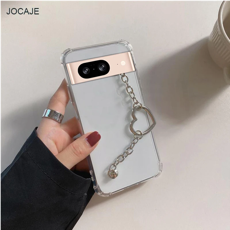 Clear Transparent Wrist Strap Case with Love Heart Bracelet - Soft Cover