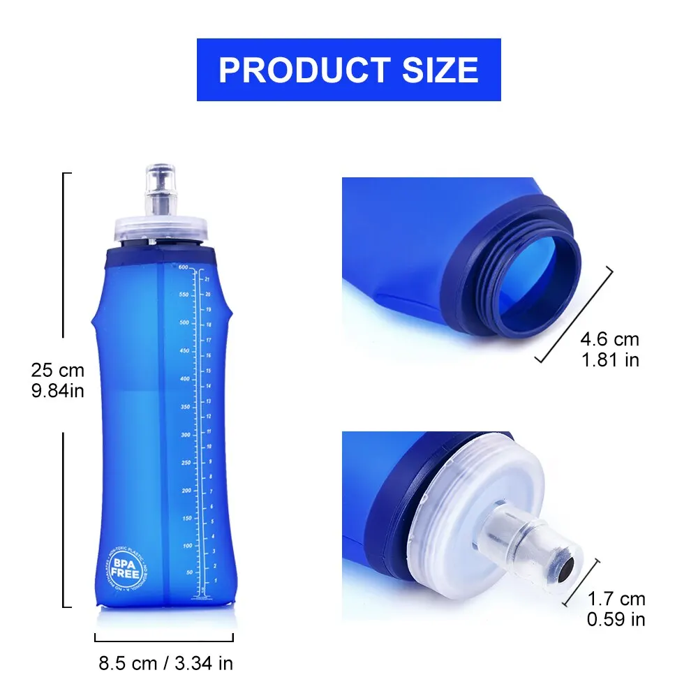 Widesea 600ml Foldable Soft Water Bottle - Lightweight Outdoor Hydration Flask