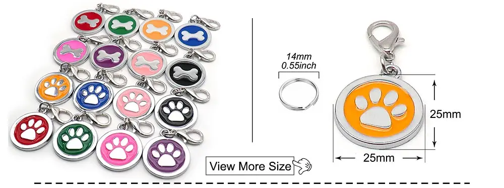 Großhandel 20 Stück Hunde- und Katzenmarken Haustier-Halsband-Zubehör Personalisierte Pfotenförmige ID-Marken mit Namensangabe Telefonanhänger für Hundezubehör – Detail 25