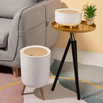 Pattumiera rotonda con coperchio, pattumiera bianca con piede, cestino di carta, cestino per camera da letto, cucina, bagno, ufficio, soggiorno 1
