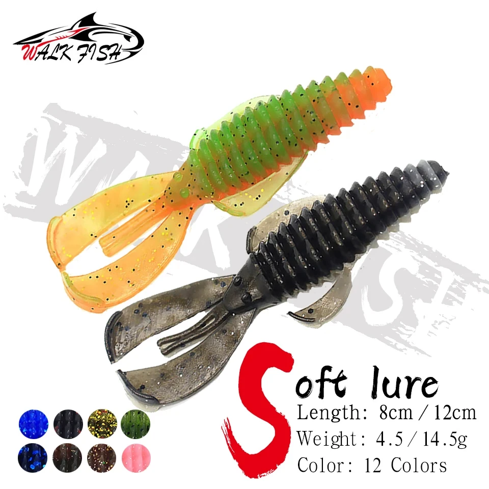 WALK FISH RGBUG 80mm 120mm Angeln Weicher Köder Jig Wobbler Swimbait Silikon Köder Garnelen Bass Barsch Köder künstliche Craws Köder
