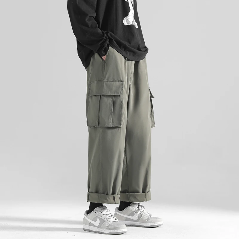 Hong Kong style overalls loose straight casual pants