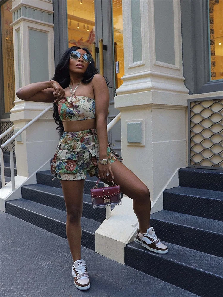 Wmstar 2 Piece Set Women Summer Sleeveless Off Shoulder Tassel Crop Top Shorts Sets Casual Tracksuit Wholesale Dropshipping 2024