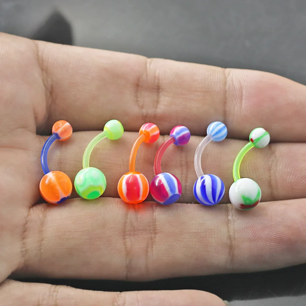 10 pcs/lot Piercing Surgical Steel Single Crystal Rhinestone Belly Button Rings Navel Piercings Ombligo 5/8mm Ball Nombril