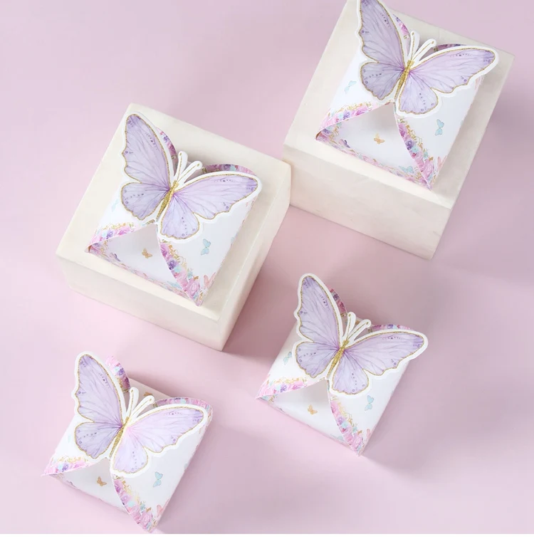 Pink Butterfly Candy Boxes – Gift Packing Bags for Girl Birthday, Baby Shower, Party Fa... - SKU CCB02009 - UGI Packaging