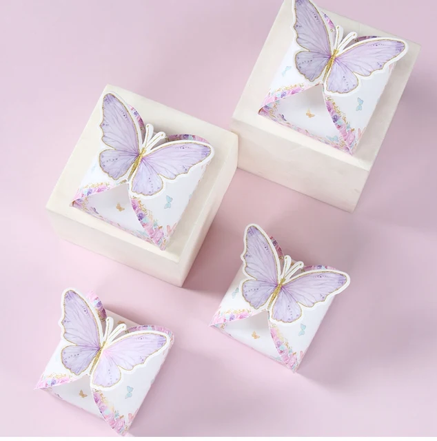 MotiMind 24 Pcs Butterfly Treat Boxes - Pink & Purple Party Favor Boxes For Candy, Baby Shower, Birthday - View #2