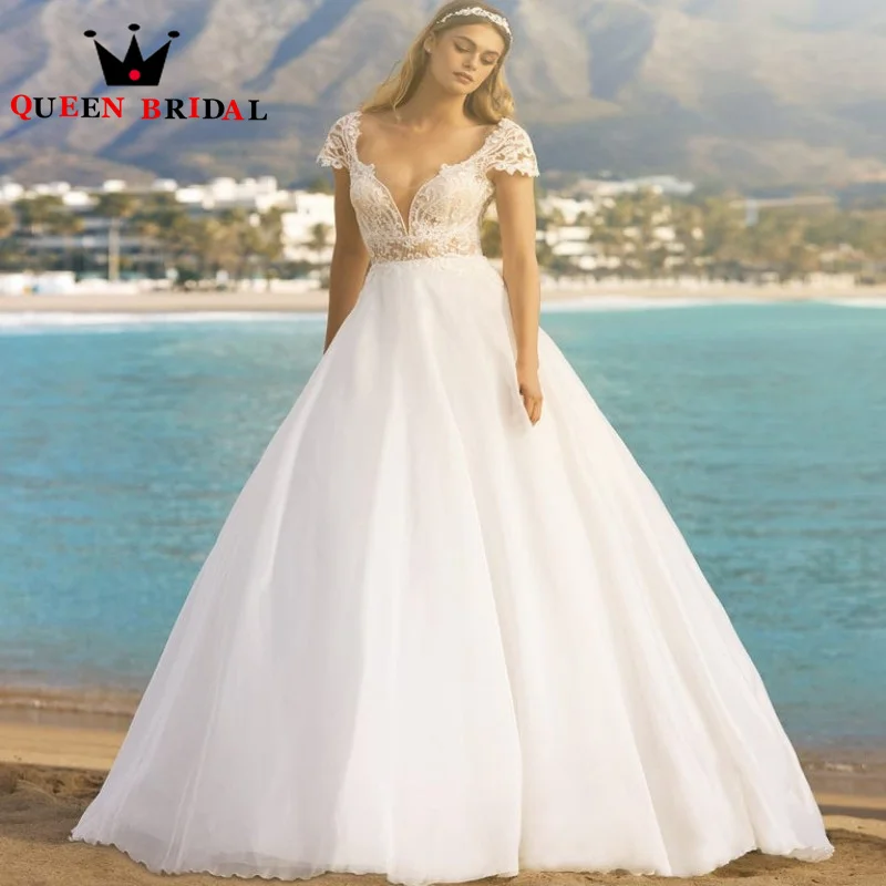 

Elegant Deep V Appliques Wedding Dresses 2023 New Backless Floor Length Bridal Ball Gowns Vestidos De Novia Custom D35X