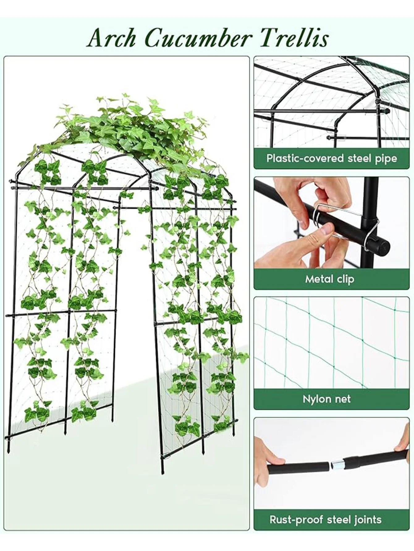 Garden Arch Trellis For Climbing Plants, Support For Flower Vegetable Pea Fruit Vine, Trellis Archway Yard/Garden Outdoor Decora