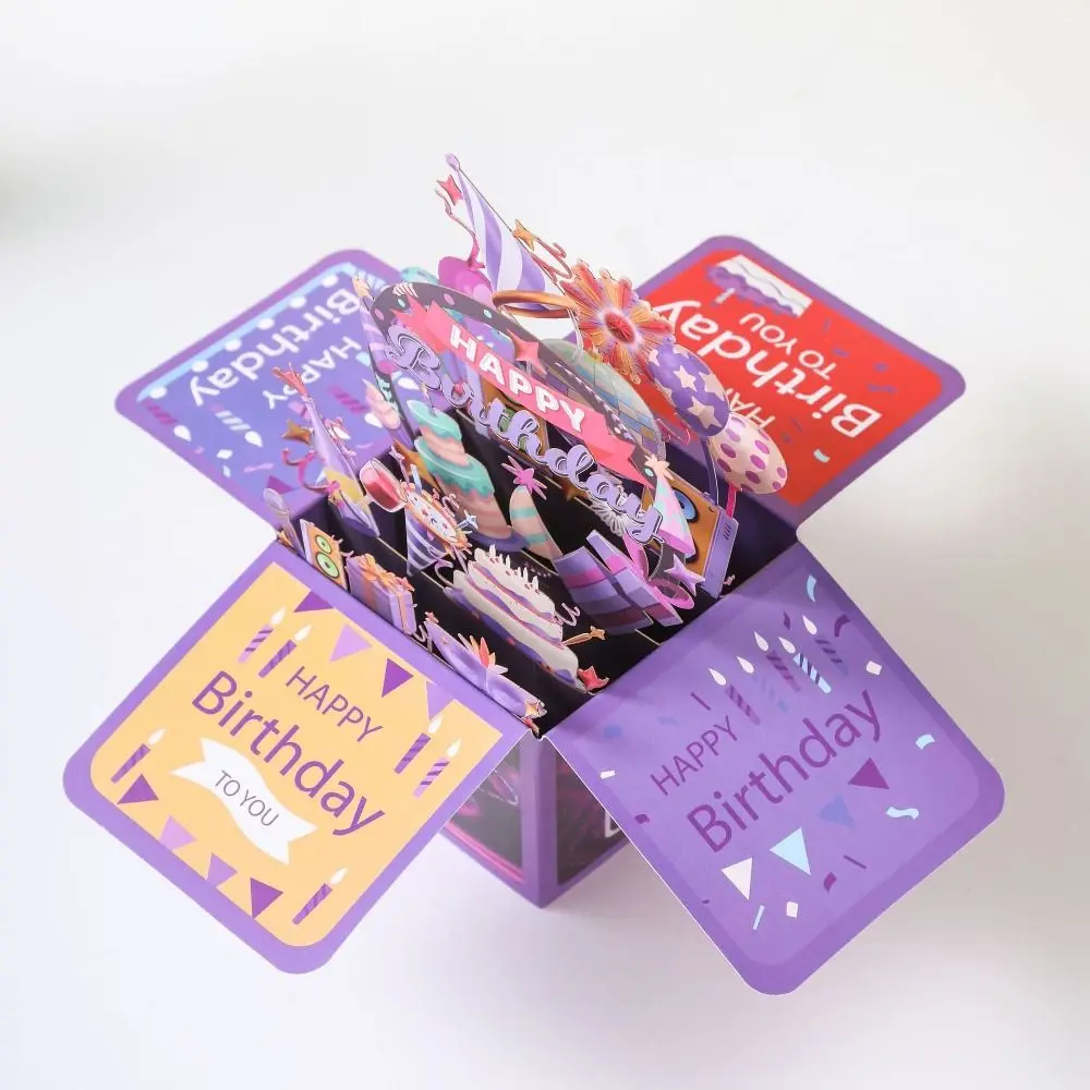 3D Pop Up Greeting Cards Happy Birthday Blessing Postcard Box Creative Bouquet Flower Greeting Cards Gift