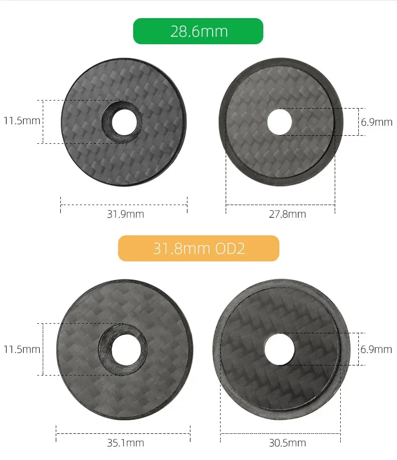 Description Picture 3 of itemBicycle Headset Top Carbon Fiber Cap W/ M6*30mm Titanium Screw for 1-1/8" 1-1/4" Front Fork Super Light 3K Matt Stem Top Cover