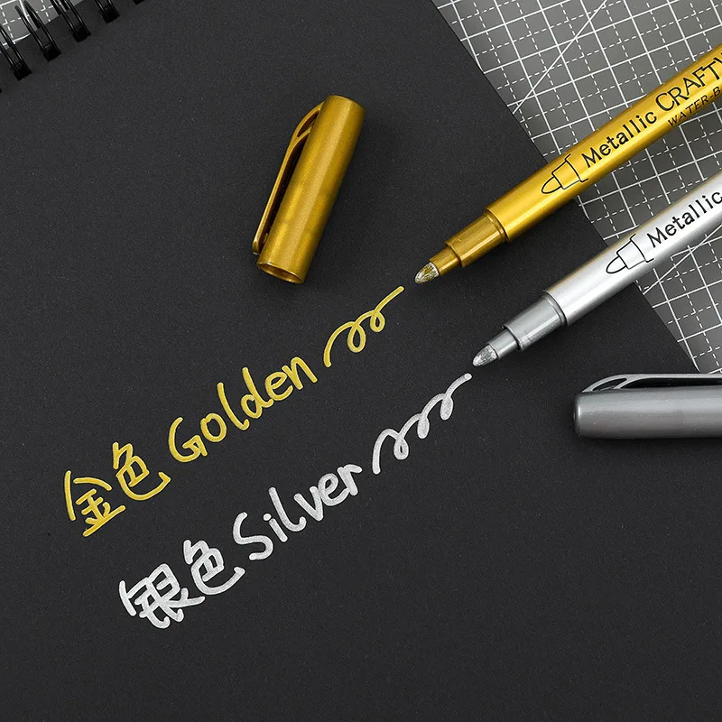 Paint Marker Pens Gold Silver Permanent Pen Gold Silver Paint Marker Pens Metal Art