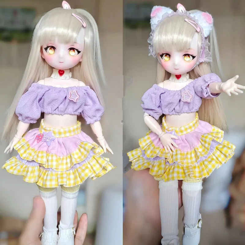 28cm Baby Girl 1/6 Bjd Witch Dolls Full Set Vanilla Anime Doll Dress Up  Children Toys for Girls