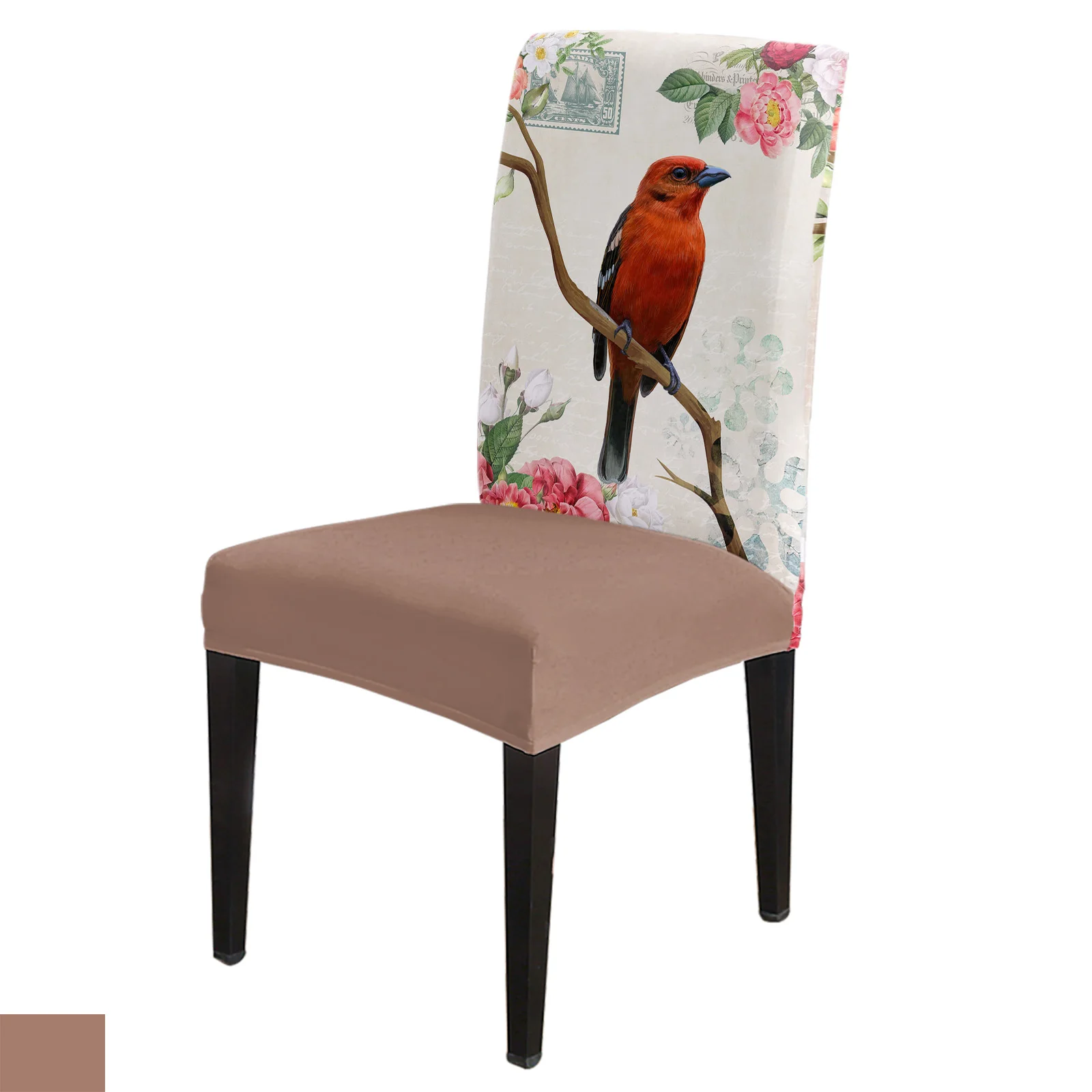 

Vintage Flowers And Birds Dining Chair Cover 4/6/8PCS Spandex Elastic Chair Slipcover Case for Wedding Hotel Banquet Dining Room