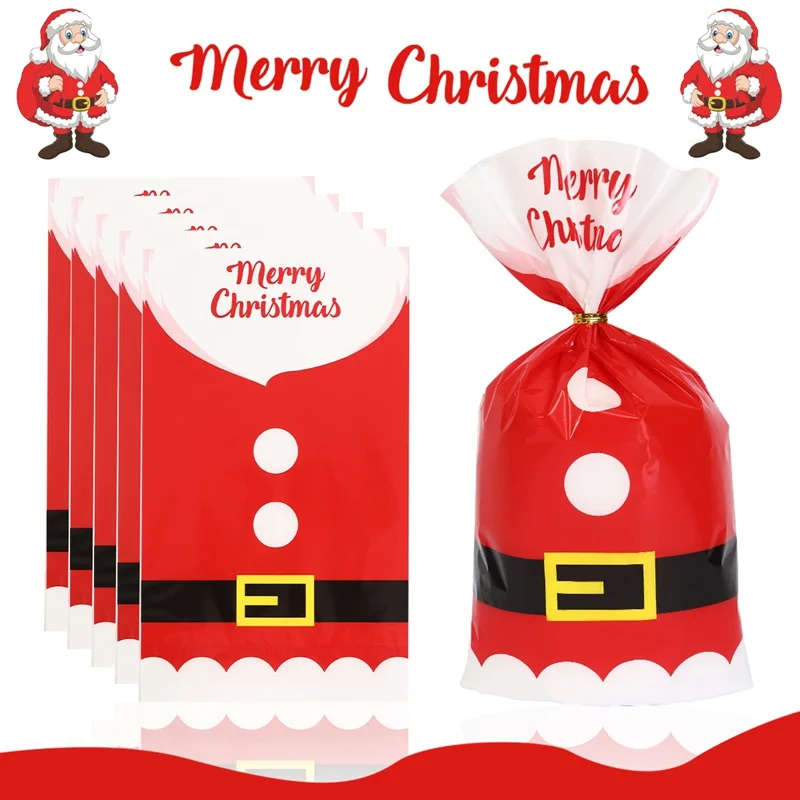 25/50pcs Christmas Candy Bags Santa Shaped Gift Bag Christmas Decorations for Home Xmas Navidad Noel Gifts New Year