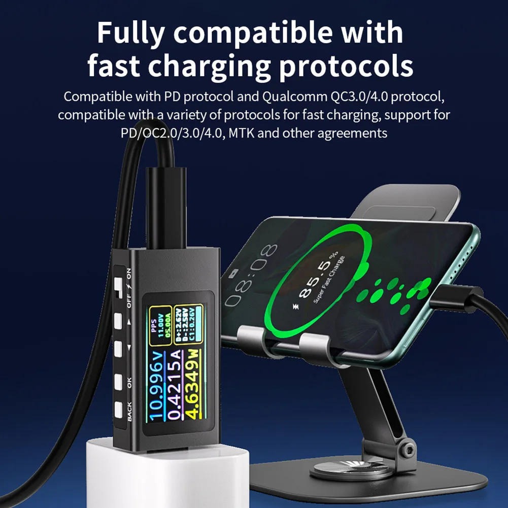 Type-C Cell Phone Charging Tester DC 4-30V 0-12A Voltage Current Meter Voltage and Current Tester for Charger Power Bank