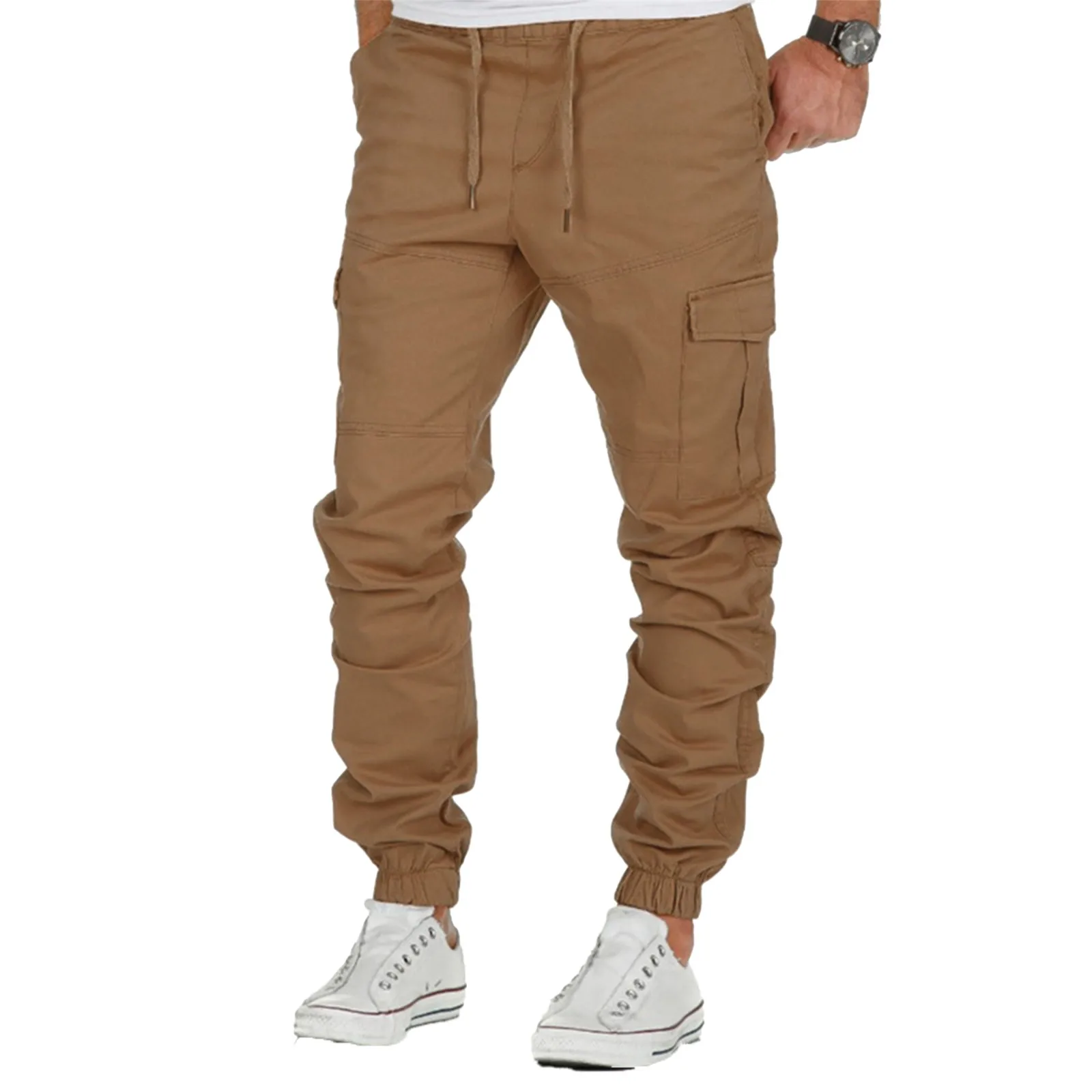 Pantalon Cargo pour Homme, Solide, artificiel astique, Taille, Proximité, Wslice, FjPockets, Hip Hop, Harajuku, Sports de Plein Air, Randonnée, Fitness, Bas