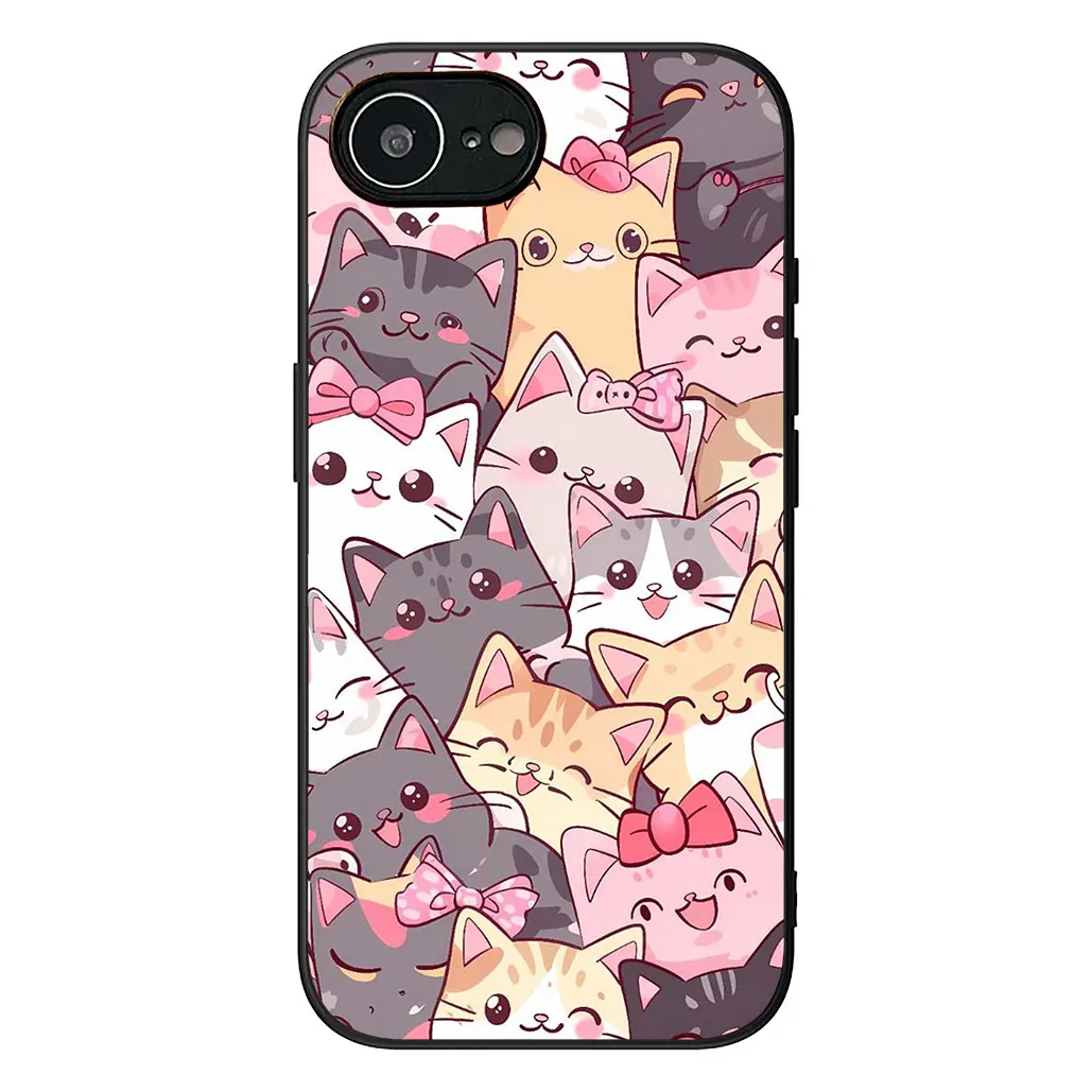 Anime Black Meow Kitten Cat Soft Phone Case