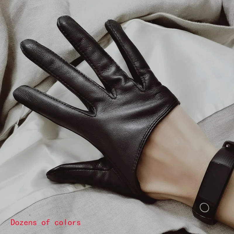 Tanio Rękawice przeciwsłoneczne damskie pojedyncze prawdziwej skóry pół rękawiczki prawdziwa