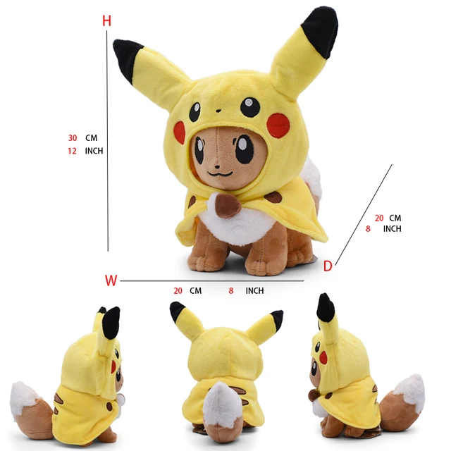 12 Inch Pikachu Cosplay Eevee Pokemon Weighted Plush Doll Soft Animal Hot Stuffed Toys Great Kawaii Gift Free Shipping 2