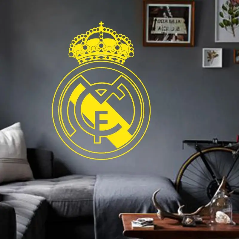 Art Design home decoration Vinyl beautiful football club mark flag Wall Sticker removable house decor PVC soccer sign decal